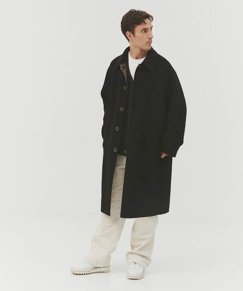 CASHMERE CASHMERE(カシミヤカシミヤ)の「【CASHMERE CASHMERE/カシミアカシミア】CASHMERE REVERSIBLE OVER COAT(ステンカラーコート・メンズ・ブラック/モカ・48/44)」の3枚目の写真