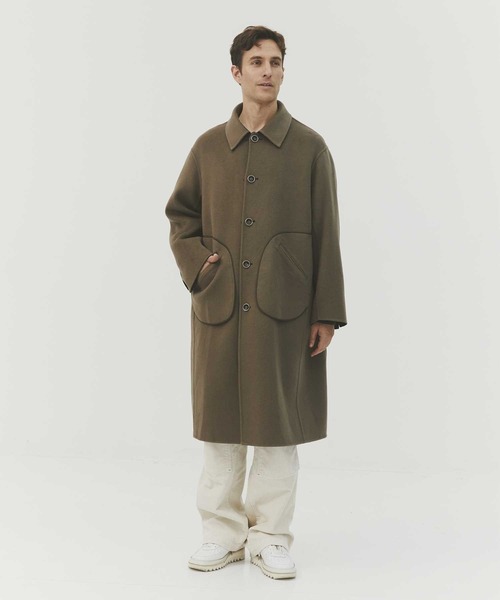 CASHMERE CASHMERE(カシミヤカシミヤ)の「【CASHMERE CASHMERE/カシミアカシミア】CASHMERE REVERSIBLE OVER COAT(ステンカラーコート・メンズ・ブラック/モカ・48/44)」の10枚目の写真