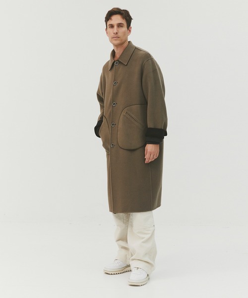 CASHMERE CASHMERE(カシミヤカシミヤ)の「【CASHMERE CASHMERE/カシミアカシミア】CASHMERE REVERSIBLE OVER COAT(ステンカラーコート・メンズ・ブラック/モカ・48/44)」の11枚目の写真