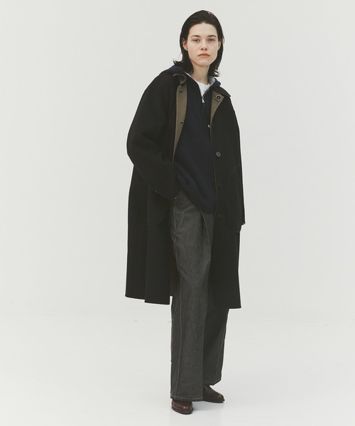 CASHMERE CASHMERE(カシミヤカシミヤ)の「【CASHMERE CASHMERE/カシミアカシミア】CASHMERE REVERSIBLE OVER COAT(ステンカラーコート・メンズ・ブラック/モカ・48/44)」の15枚目の写真