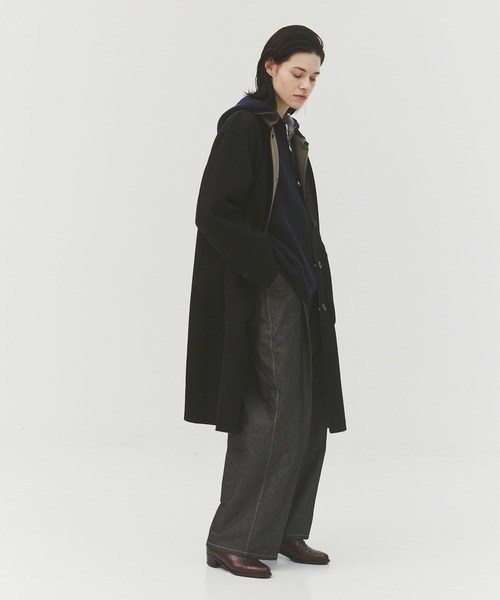 CASHMERE CASHMERE(カシミヤカシミヤ)の「【CASHMERE CASHMERE/カシミアカシミア】CASHMERE REVERSIBLE OVER COAT(ステンカラーコート・メンズ・ブラック/モカ・48/44)」の16枚目の写真
