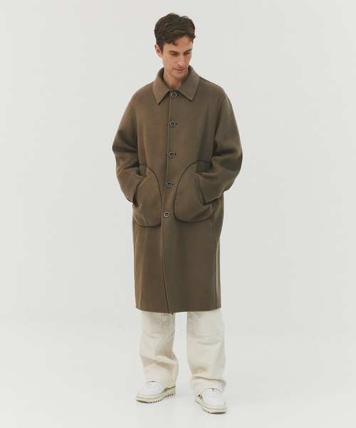 CASHMERE CASHMERE(カシミヤカシミヤ)の「【CASHMERE CASHMERE/カシミアカシミア】CASHMERE REVERSIBLE OVER COAT(ステンカラーコート・メンズ・ブラック/モカ・48/44)」の9枚目の写真
