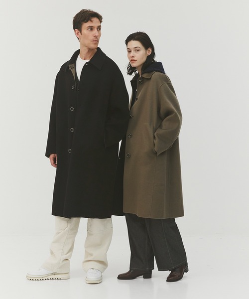 CASHMERE CASHMERE(カシミヤカシミヤ)の「【CASHMERE CASHMERE/カシミアカシミア】CASHMERE REVERSIBLE OVER COAT(ステンカラーコート・メンズ・ブラック/モカ・48/44)」の19枚目の写真