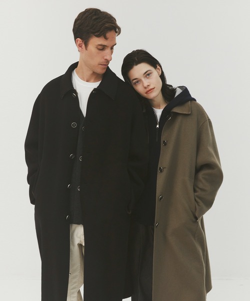 CASHMERE CASHMERE(カシミヤカシミヤ)の「【CASHMERE CASHMERE/カシミアカシミア】CASHMERE REVERSIBLE OVER COAT(ステンカラーコート・メンズ・ブラック/モカ・48/44)」の20枚目の写真