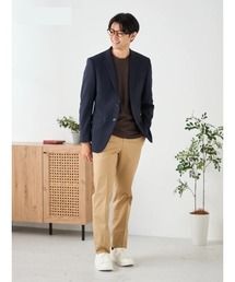 【WEB限定】ジャケット 2つボタン ネイビー 無地 ストレッチ メタルボタン 通年