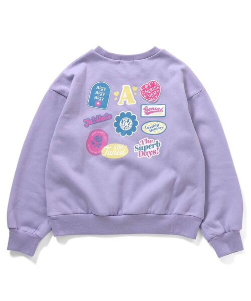 algy（アルジー）の「裏起毛バックワッペントレーナー（スウェット・キッズ・チャコール/ラベンダー/オフホワイト・XX-SMALL/X-SMALL/SMALL/MEDIUM）」の3枚目の写真