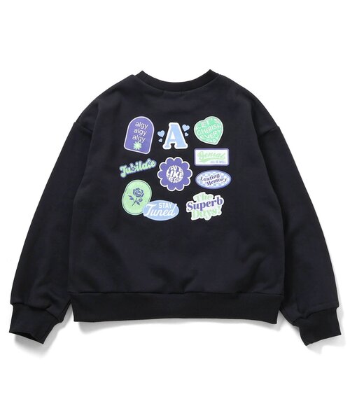 algy（アルジー）の「裏起毛バックワッペントレーナー（スウェット・キッズ・チャコール/ラベンダー/オフホワイト・XX-SMALL/X-SMALL/SMALL/MEDIUM）」の2枚目の写真