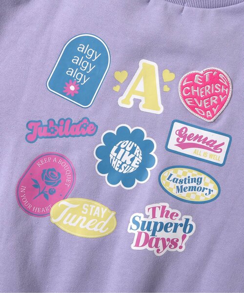 algy（アルジー）の「裏起毛バックワッペントレーナー（スウェット・キッズ・チャコール/ラベンダー/オフホワイト・XX-SMALL/X-SMALL/SMALL/MEDIUM）」の7枚目の写真