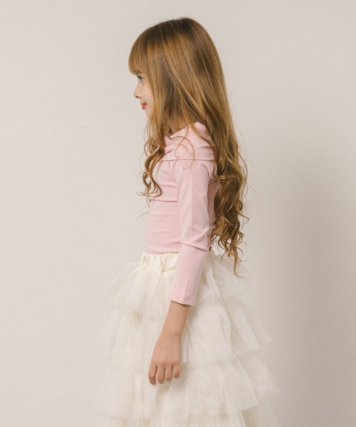 URBAN CHERRY(アーバンチェリー)の「フロントリボンデザインスクエアネックトップス(Tシャツ/カットソー・キッズ・ピンク・110cm/120cm/130cm/140cm)」の11枚目の写真