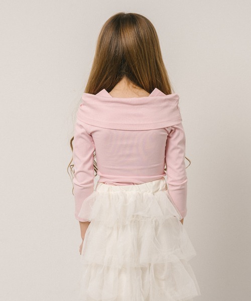 URBAN CHERRY(アーバンチェリー)の「フロントリボンデザインスクエアネックトップス(Tシャツ/カットソー・キッズ・ピンク・110cm/120cm/130cm/140cm)」の12枚目の写真