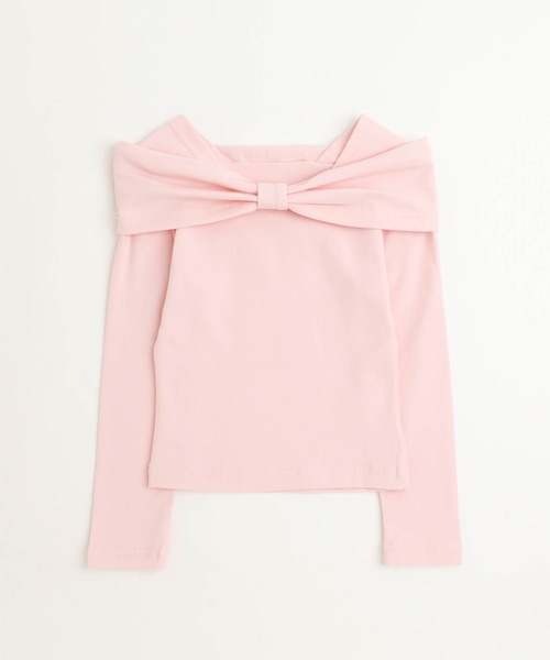 URBAN CHERRY(アーバンチェリー)の「フロントリボンデザインスクエアネックトップス(Tシャツ/カットソー・キッズ・ピンク・110cm/120cm/130cm/140cm)」の15枚目の写真