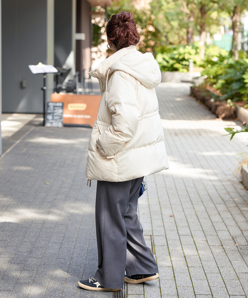 セール】撥水 / 撥油 / フラッフィーフーディミトンダウン（ブルゾン