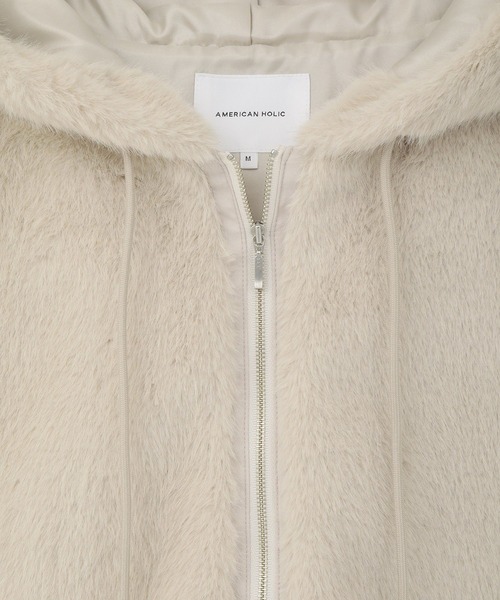 AMERICAN HOLIC（アメリカンホリック）の「フードファーベスト（ベスト・レディース・チャコールグレー/ライトベージュ・M/L）」の18枚目の写真