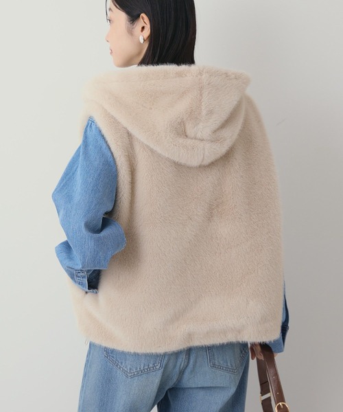 ♡フィラ♡フード付きファーベスト♡ 楽天市場】LAPULE ファーベスト レディース フェイクファー ベスト