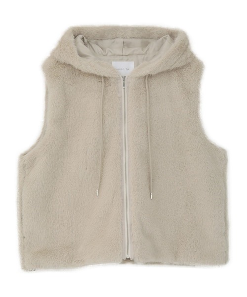 AMERICAN HOLIC（アメリカンホリック）の「フードファーベスト（ベスト・レディース・チャコールグレー/ライトベージュ・M/L）」の17枚目の写真