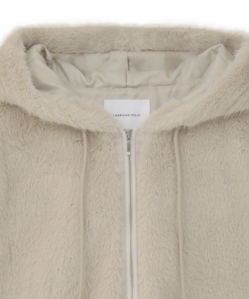 AMERICAN HOLIC（アメリカンホリック）の「フードファーベスト（ベスト・レディース・チャコールグレー/ライトベージュ・M/L）」の15枚目の写真
