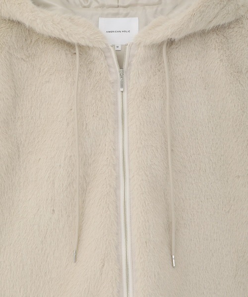 AMERICAN HOLIC（アメリカンホリック）の「フードファーベスト（ベスト・レディース・チャコールグレー/ライトベージュ・M/L）」の11枚目の写真
