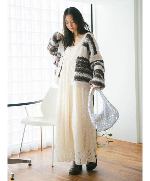 Ungrid（アングリッド）の「バテン起毛レースキャミワンピース（ワンピース・レディース・オフホワイト/ブラック/イエロー・FREE）」の13枚目の写真