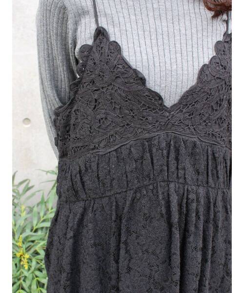 Ungrid（アングリッド）の「バテン起毛レースキャミワンピース（ワンピース・レディース・オフホワイト/ブラック/イエロー・FREE）」の11枚目の写真