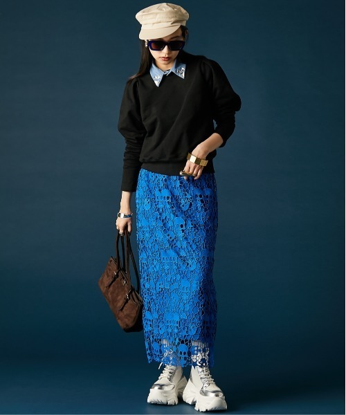 GEVS.(ジェイヴィス)の「モチーフレースタイトスカート<大きいサイズ有>GEVS.(スカート・レディース・ブラック/ブルー・5L/4L/3L/LL/L/M)」の21枚目の写真