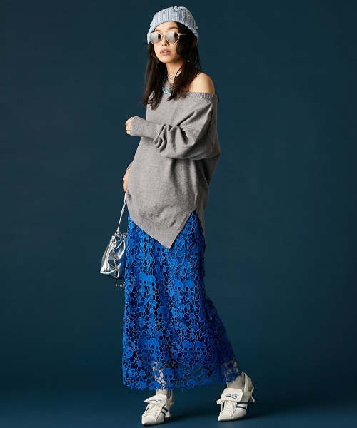 GEVS.(ジェイヴィス)の「モチーフレースタイトスカート<大きいサイズ有>GEVS.(スカート・レディース・ブラック/ブルー・5L/4L/3L/LL/L/M)」の22枚目の写真