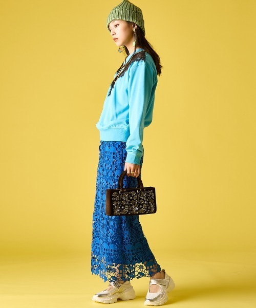 GEVS.(ジェイヴィス)の「モチーフレースタイトスカート<大きいサイズ有>GEVS.(スカート・レディース・ブラック/ブルー・5L/4L/3L/LL/L/M)」の14枚目の写真