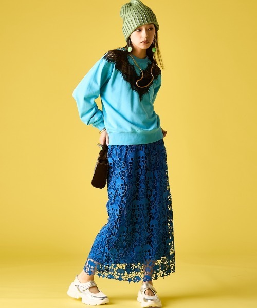 GEVS.(ジェイヴィス)の「モチーフレースタイトスカート<大きいサイズ有>GEVS.(スカート・レディース・ブラック/ブルー・5L/4L/3L/LL/L/M)」の13枚目の写真