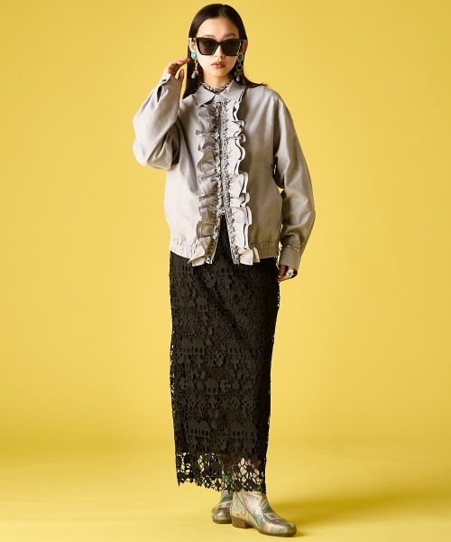 GEVS.(ジェイヴィス)の「モチーフレースタイトスカート<大きいサイズ有>GEVS.(スカート・レディース・ブラック/ブルー・5L/4L/3L/LL/L/M)」の9枚目の写真