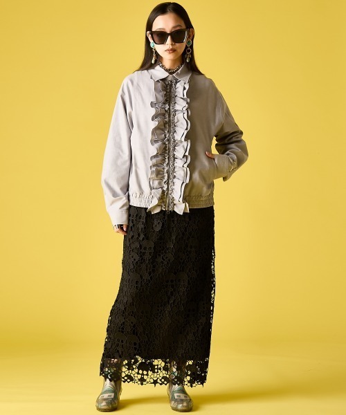 GEVS.(ジェイヴィス)の「モチーフレースタイトスカート<大きいサイズ有>GEVS.(スカート・レディース・ブラック/ブルー・5L/4L/3L/LL/L/M)」の8枚目の写真