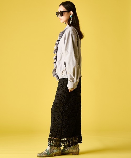 GEVS.(ジェイヴィス)の「モチーフレースタイトスカート<大きいサイズ有>GEVS.(スカート・レディース・ブラック/ブルー・5L/4L/3L/LL/L/M)」の7枚目の写真