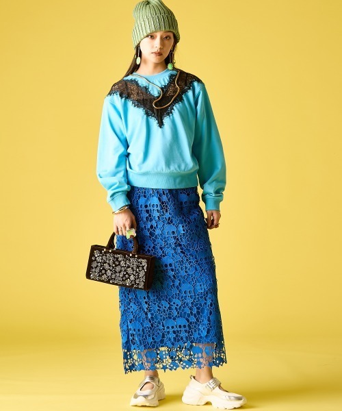 GEVS.(ジェイヴィス)の「モチーフレースタイトスカート<大きいサイズ有>GEVS.(スカート・レディース・ブラック/ブルー・5L/4L/3L/LL/L/M)」の17枚目の写真