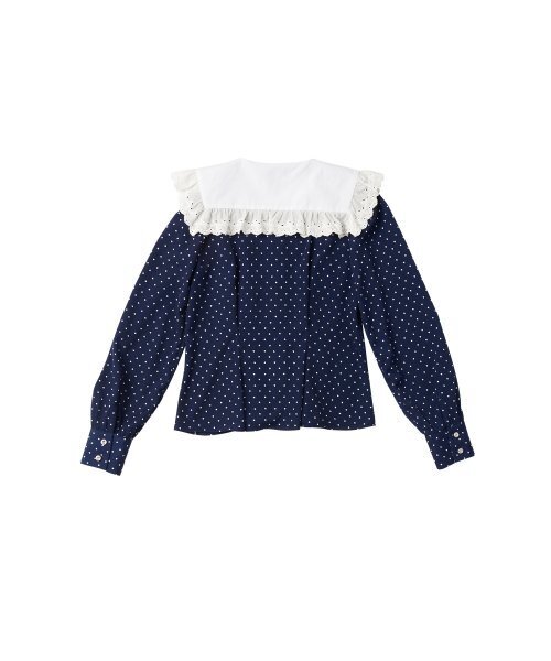 SALON DE YOHN(サロンドヨーン)の「Lace Collar Puff Shoulder Blouse_ Navy(シャツ/ブラウス・レディース・その他・MEDIUM/SMALL)」の5枚目の写真