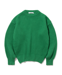コットンミニマルラウンドニットGREEN