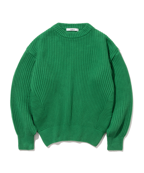 KNITTED(ニッティド)の「コットンミニマルラウンドニットGREEN(ニット/セーター・レディース・その他・LARGE/MEDIUM/X-LARGE)」の1枚目の写真