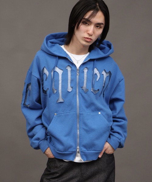 Art re A select(アトリエセレクト)の「【SEQUENZ/シークエンズ】SEE-THROUGH LOGO ZIP P/K(パーカー・メンズ・ライトグレー/杢グレー/ブルー/ブラック・S/M/L)」の4枚目の写真