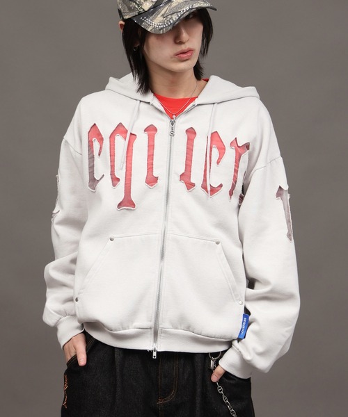 Art re A select(アトリエセレクト)の「【SEQUENZ/シークエンズ】SEE-THROUGH LOGO ZIP P/K(パーカー・メンズ・ライトグレー/杢グレー/ブルー/ブラック・S/M/L)」の2枚目の写真