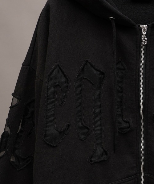 SEQUENZ（シークエンズ）の「【SEQUENZ/シークエンズ】SEE-THROUGH LOGO ZIP P/K（パーカー・メンズ・ライトグレー/杢グレー/ブルー/ブラック・S/M/L）」の6枚目の写真