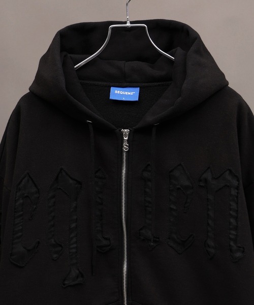 SEQUENZ（シークエンズ）の「【SEQUENZ/シークエンズ】SEE-THROUGH LOGO ZIP P/K（パーカー・メンズ・ライトグレー/杢グレー/ブルー/ブラック・S/M/L）」の7枚目の写真