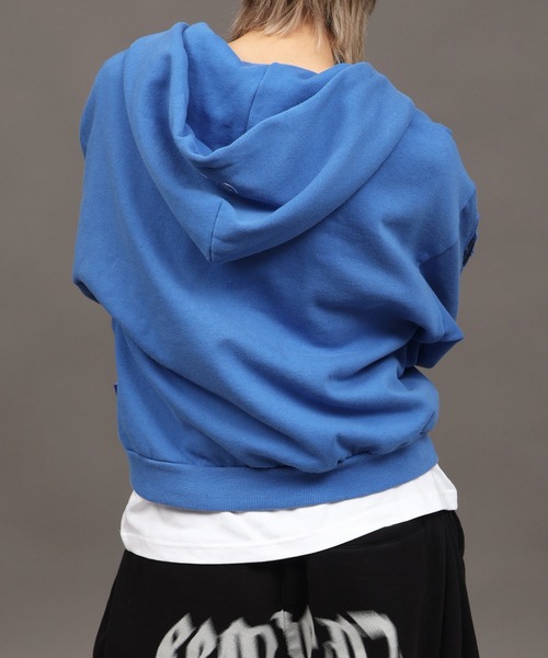 SEQUENZ（シークエンズ）の「【SEQUENZ/シークエンズ】SEE-THROUGH LOGO ZIP P/K（パーカー・メンズ・ライトグレー/杢グレー/ブルー/ブラック・S/M/L）」の19枚目の写真