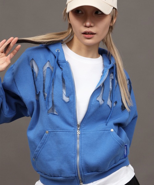 SEQUENZ（シークエンズ）の「【SEQUENZ/シークエンズ】SEE-THROUGH LOGO ZIP P/K（パーカー・メンズ・ライトグレー/杢グレー/ブルー/ブラック・S/M/L）」の20枚目の写真