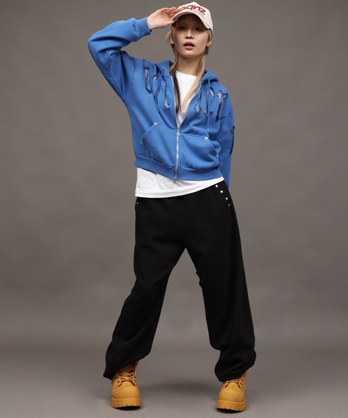 SEQUENZ（シークエンズ）の「【SEQUENZ/シークエンズ】SEE-THROUGH LOGO ZIP P/K（パーカー・メンズ・ライトグレー/杢グレー/ブルー/ブラック・S/M/L）」の17枚目の写真