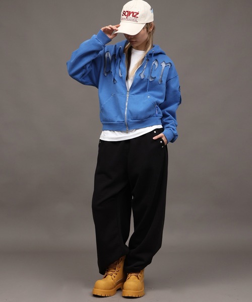 SEQUENZ（シークエンズ）の「【SEQUENZ/シークエンズ】SEE-THROUGH LOGO ZIP P/K（パーカー・メンズ・ライトグレー/杢グレー/ブルー/ブラック・S/M/L）」の16枚目の写真