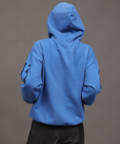 SEQUENZ（シークエンズ）の「【SEQUENZ/シークエンズ】SEE-THROUGH LOGO ZIP P/K（パーカー・メンズ・ライトグレー/杢グレー/ブルー/ブラック・S/M/L）」の11枚目の写真