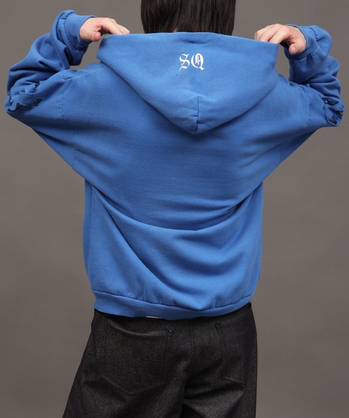 SEQUENZ（シークエンズ）の「【SEQUENZ/シークエンズ】SEE-THROUGH LOGO ZIP P/K（パーカー・メンズ・ライトグレー/杢グレー/ブルー/ブラック・S/M/L）」の10枚目の写真