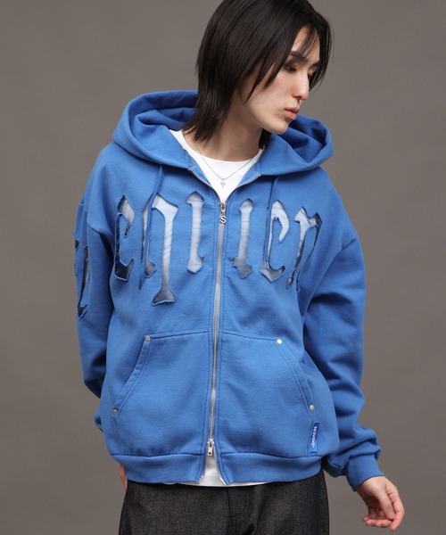 SEQUENZ（シークエンズ）の「【SEQUENZ/シークエンズ】SEE-THROUGH LOGO ZIP P/K（パーカー・メンズ・ライトグレー/杢グレー/ブルー/ブラック・S/M/L）」の14枚目の写真