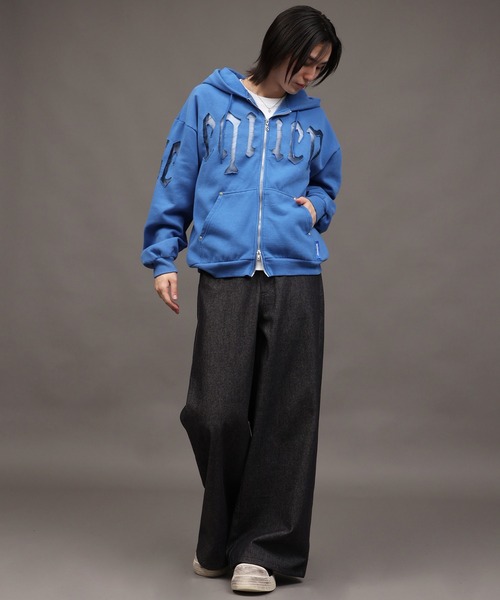 SEQUENZ（シークエンズ）の「【SEQUENZ/シークエンズ】SEE-THROUGH LOGO ZIP P/K（パーカー・メンズ・ライトグレー/杢グレー/ブルー/ブラック・S/M/L）」の9枚目の写真