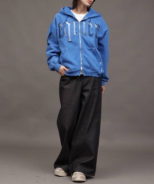 SEQUENZ（シークエンズ）の「【SEQUENZ/シークエンズ】SEE-THROUGH LOGO ZIP P/K（パーカー・メンズ・ライトグレー/杢グレー/ブルー/ブラック・S/M/L）」の8枚目の写真