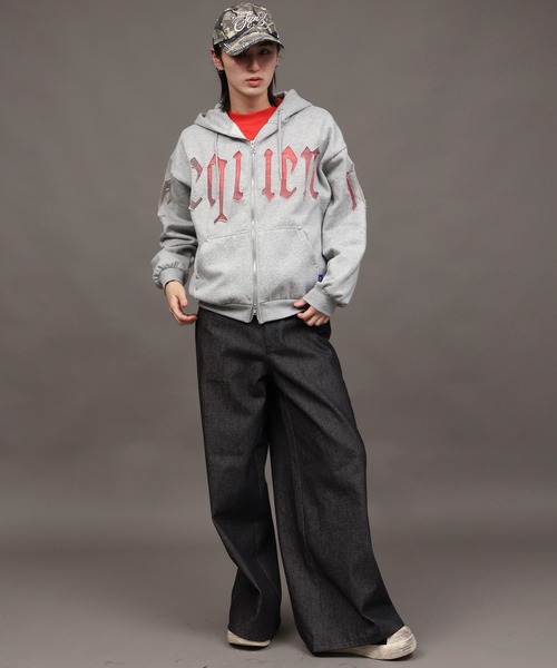 SEQUENZ（シークエンズ）の「【SEQUENZ/シークエンズ】SEE-THROUGH LOGO ZIP P/K（パーカー・メンズ・ライトグレー/杢グレー/ブルー/ブラック・S/M/L）」の21枚目の写真