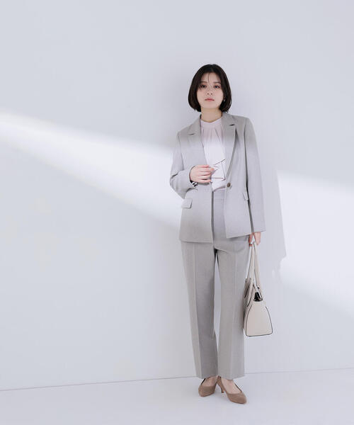 ◇メランジシャークスキン SETUP ストレートパンツ(スラックス ◇メランジシャークスキン SETUP ストレートパンツ(スラックス