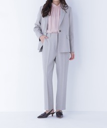 NATURAL BEAUTY BASIC | ◇メランジシャークスキン SETUP ストレートパンツ(スラックス)